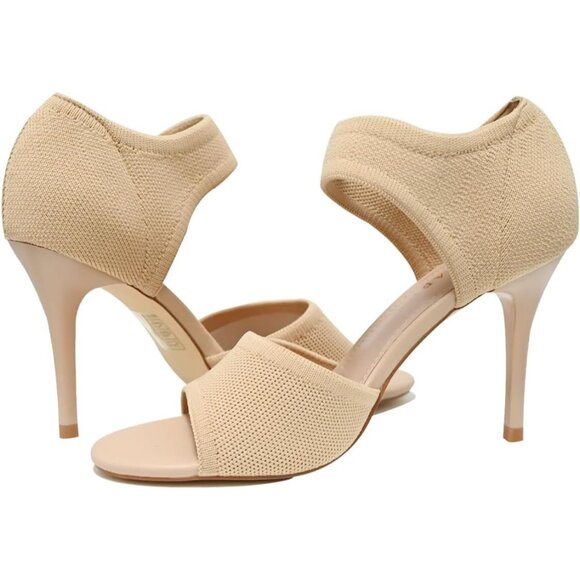 Apricot 3 Inches Peep Toe Synthetic Stiletto Stretchy Heeled Sandals for Women - Picture 7 of 10